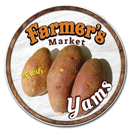Signmission Farmers Market Yams Circle Vinyl Laminated Decal, D-16-CIR-Yams D-16-CIR-Yams